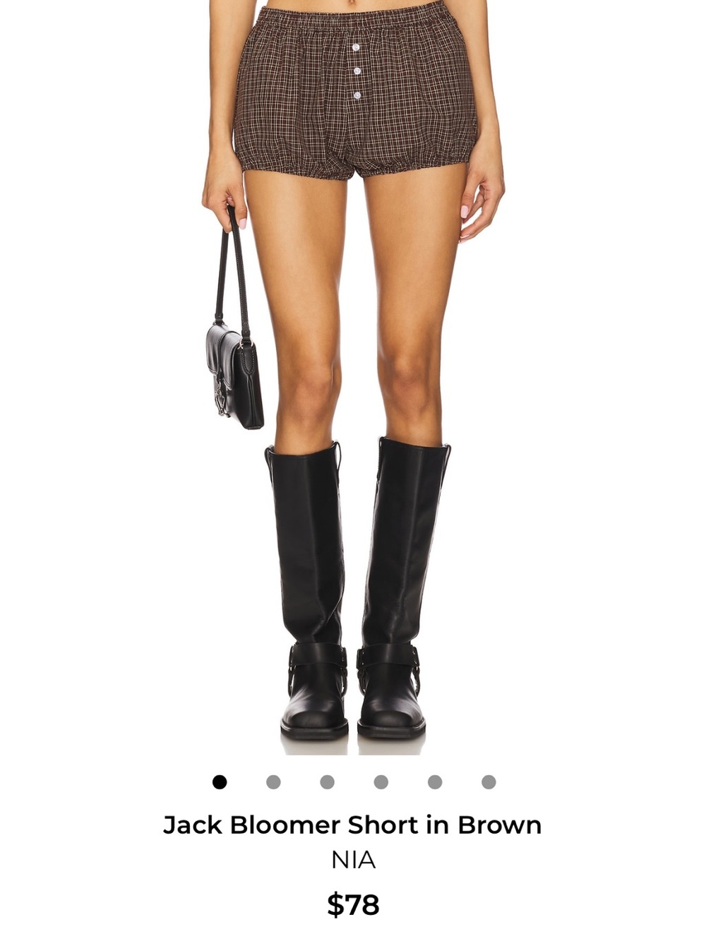 NIA Jules Brown Plaid Tie-Back Top and Jack bloomer shorts - Picture 6 of 6